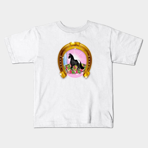 Horse and Horseshoe Kids T-Shirt by KC Morcom aka KCM Gems n Bling aka KCM Inspirations